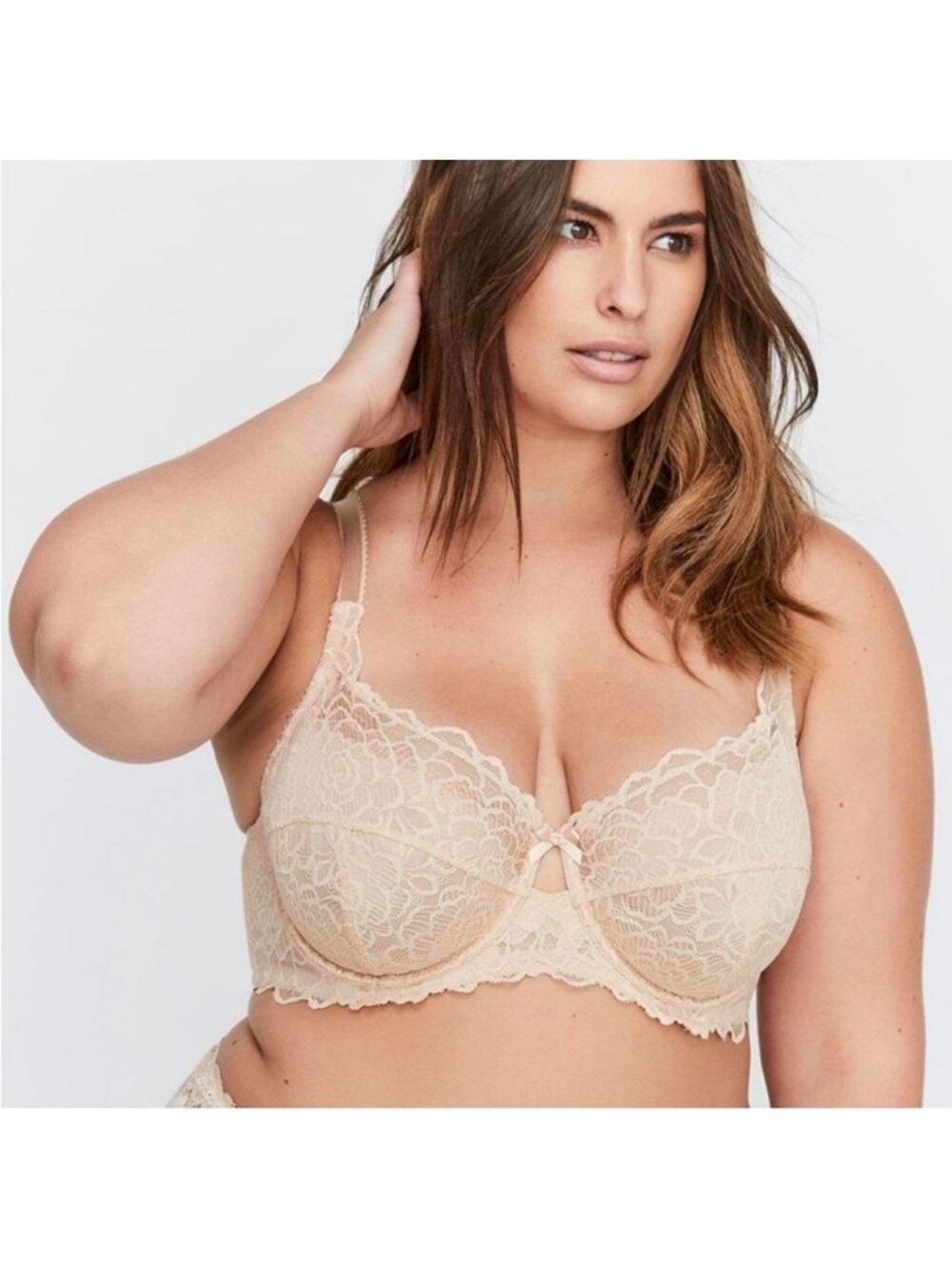 Deesse Femme Couture Nude Beige Lace Underwire Unpadded Unlined Bra size 44H